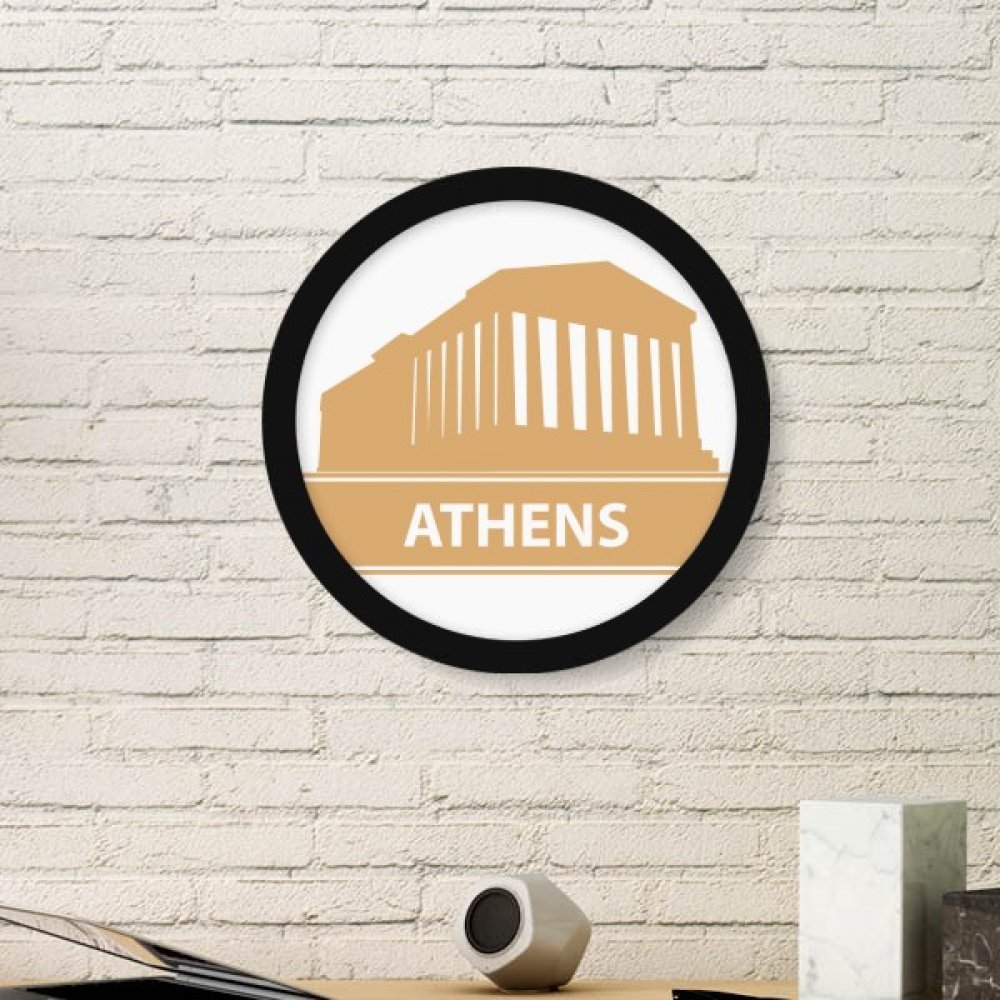 Peintures Athènes Grèce jaune motif rond grand cadre noir pour sticker mural salon