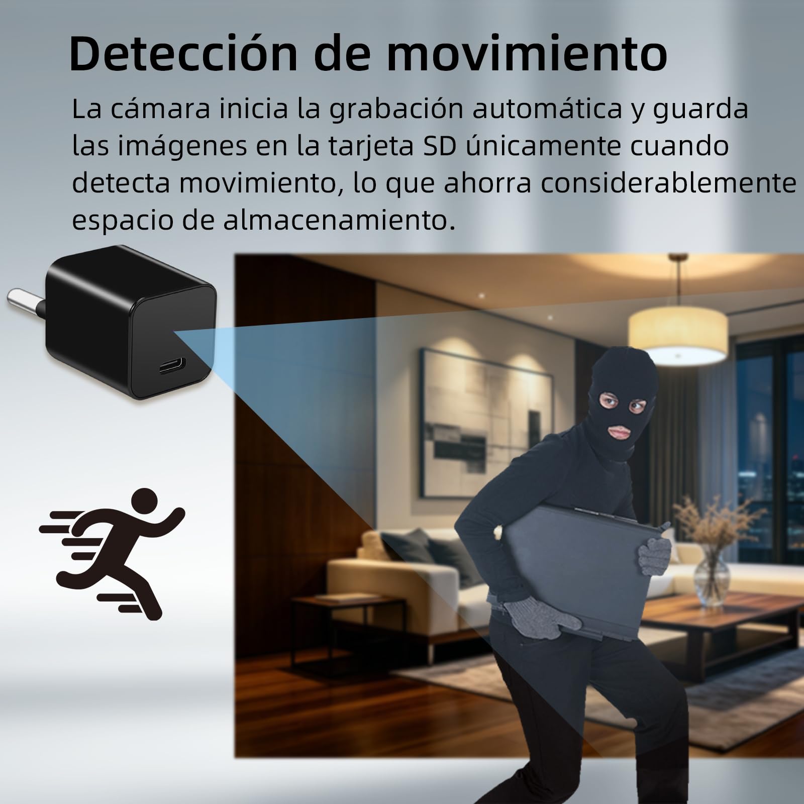 Cámara mini oculta, cámara de vigilancia doméstica compacta HD 1080p para interiores, cámara portátil para niñeras,con detección de movimiento,adecuada para vigilar niños,ancianos y oficinas,sin Wi-Fi