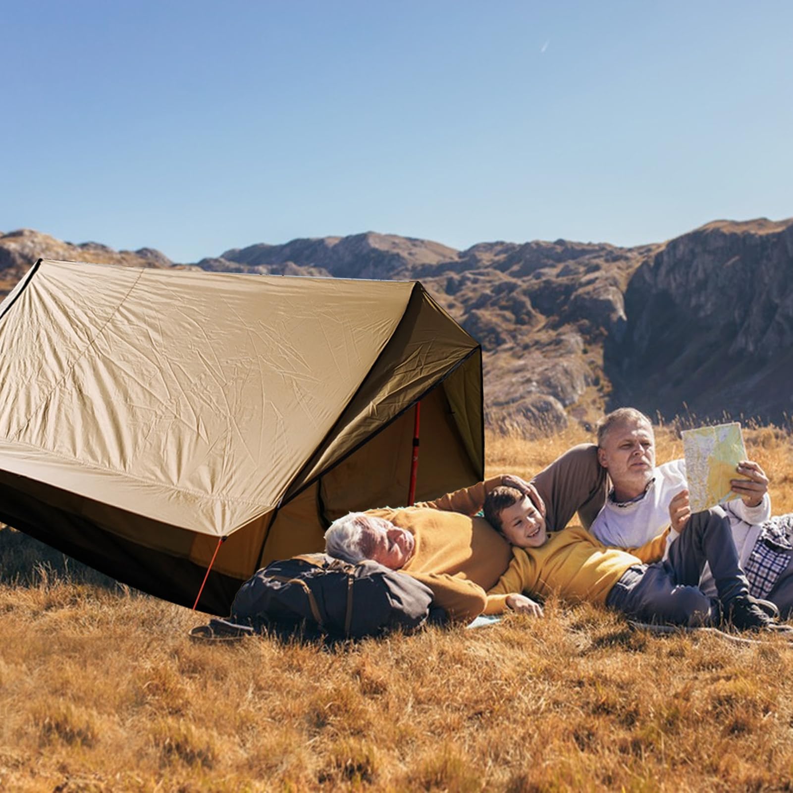 Outdoor-Zelt, regenfest, winddicht, atmungsaktiv, multifunktional | Leichter Wanderschutz, leichtes Campingzelt für Camping, Wandern, Rucksackreisen, Outdoor, Survival, Jagd, Reisen