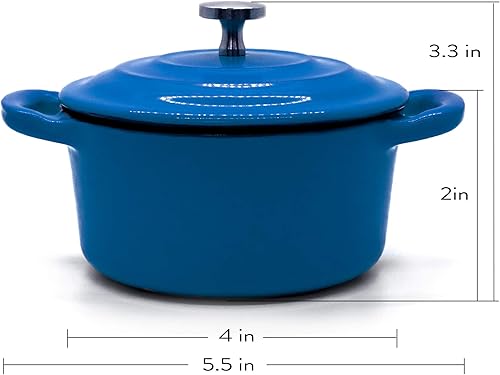 Miniatura 2 de RJ Legend Mini cocotte de 8.5 onzas con tapa, juego de 3 hornos holandeses pequeños para hornear, moldes de hierro fundido esmaltado, 0.25 cuartos