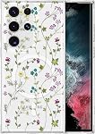 RALEAVO for Samsung Galaxy S23 Ultra Case Compatible with MagSafe Clear Floral Case with Flower Branch Pattern for Girls Women Slim Cute Hard Back Shockproof S23 Ultra Phone Case,Transparent | For Samsung S23 Ultra Magnetic Flower Case Compatible wit