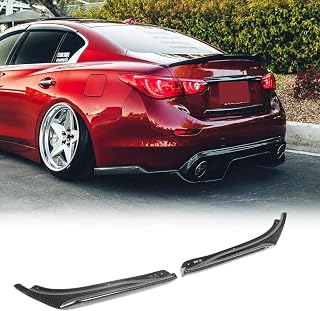 Fits for Infiniti Q50 Q50S Base and Sport Sedan 2014-2017 Rear Bumper Spoiler Lip Flap Corner Cover Winglet Protector Factory Outlet (Carbon Fiber Black)