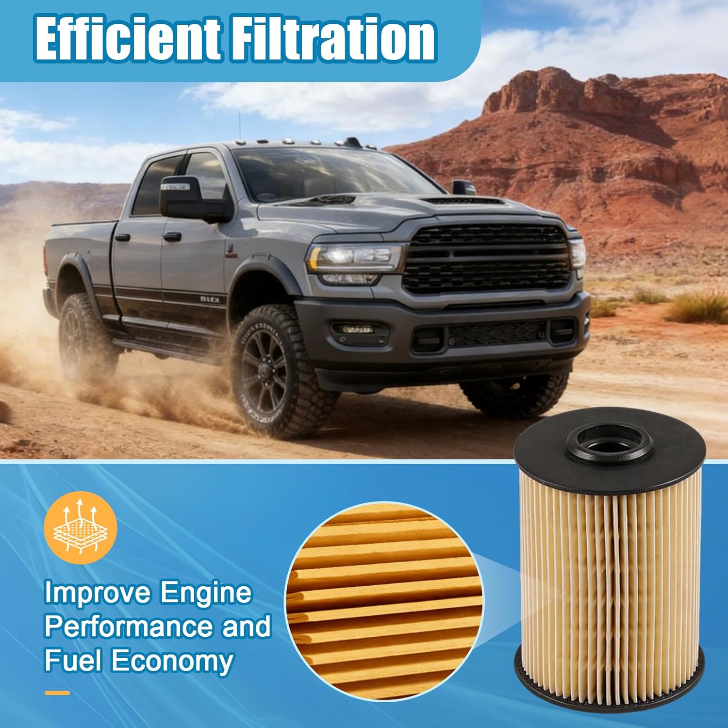 5015581AA Fuel Filter 6 Packs Replacement for Ram 2500 2000-2010, RAM 3500 2000-2007 5.9L L6 Diesel Engines Replaces 68001914AA 68001914AB 5015581AB 33585XE CS10145 F56097 L9800F CS8941