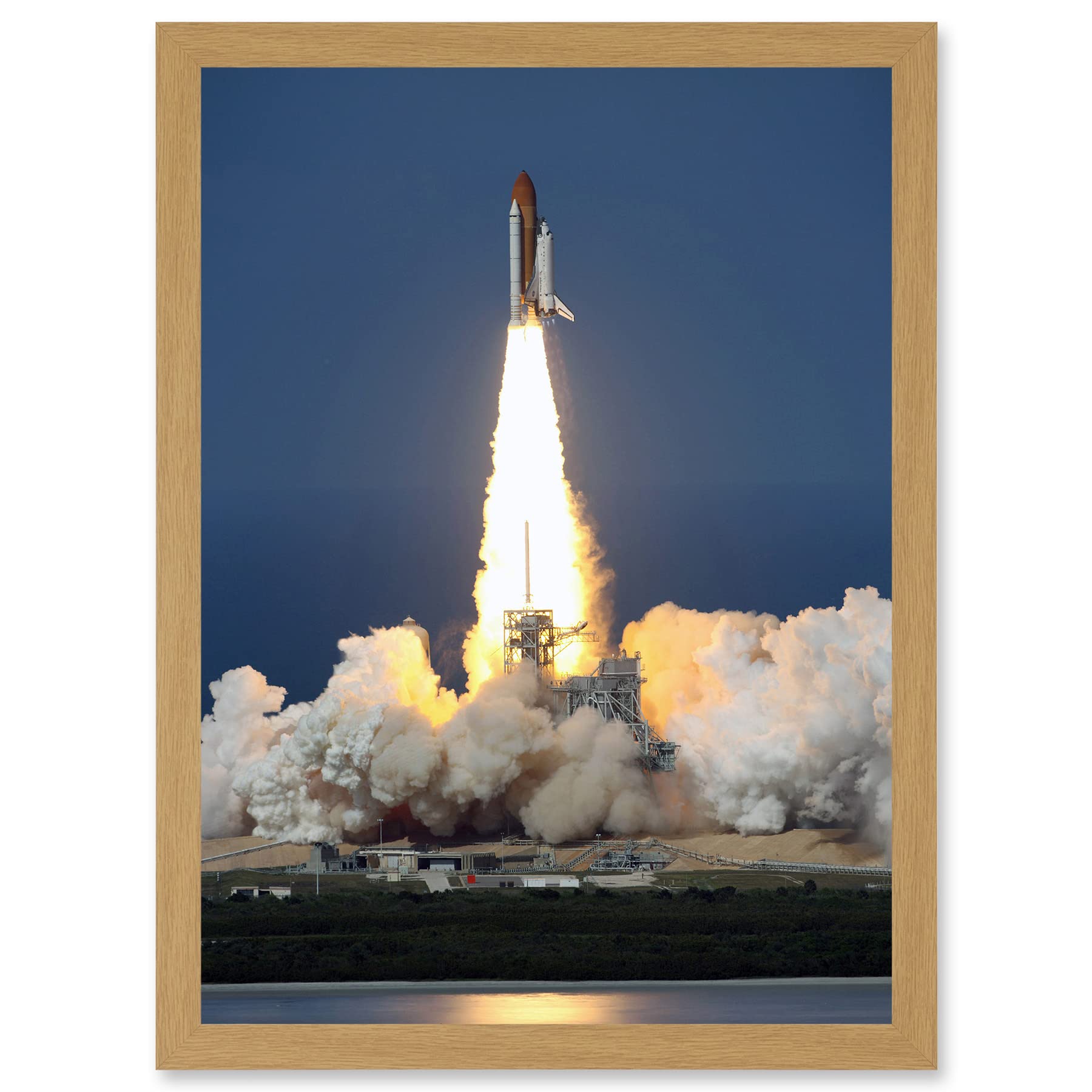 Artery8 Shuttle Discovery Launch NASA International Space Station Artwork Framed Wall Art Print A4