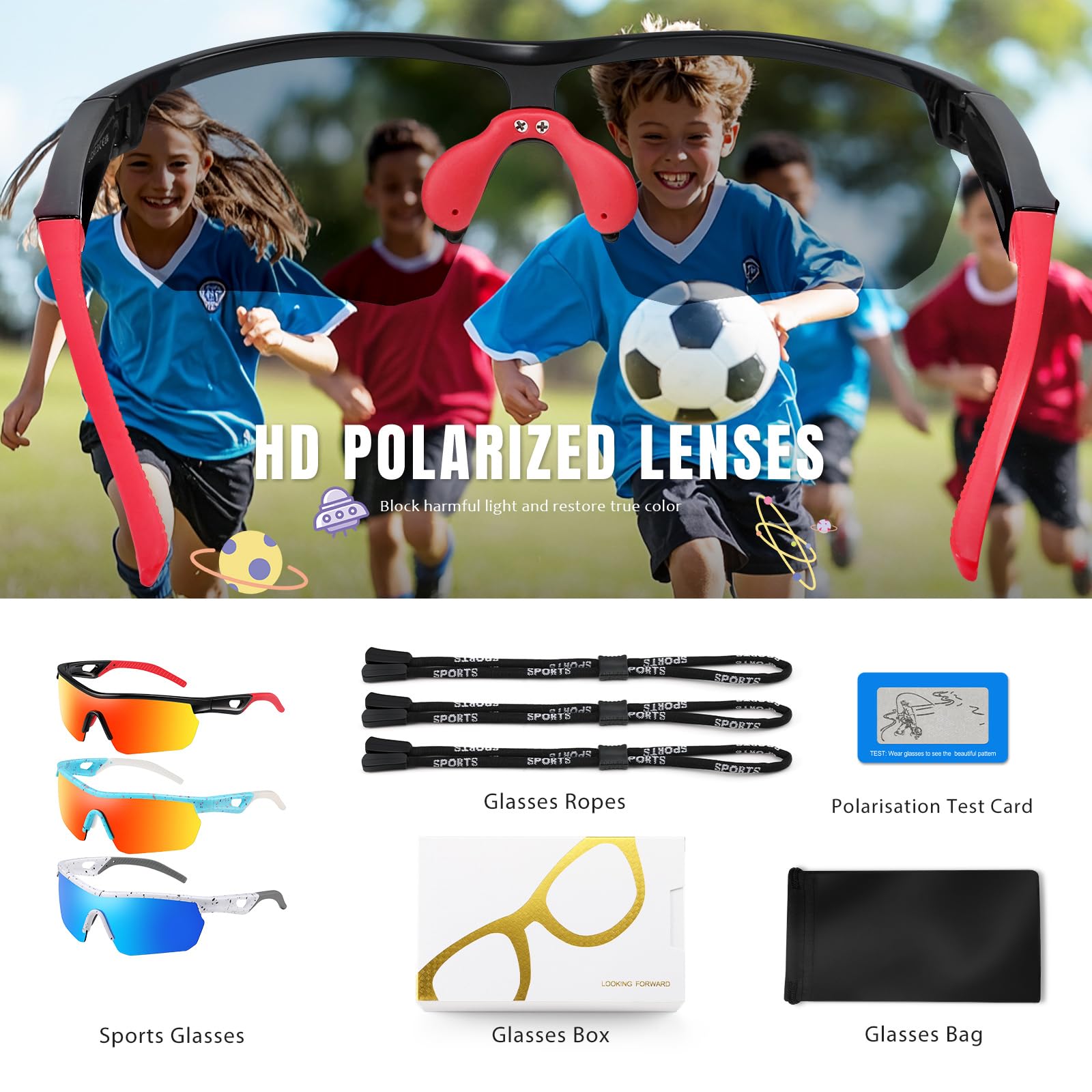 Dziecięce okulary przeciwsłoneczne młodzieżowe baseballowe okulary przeciwsłoneczne spolaryzowane sporty TR90 lekkie okulary rowerowe oprawka chłopcy dziewczęta