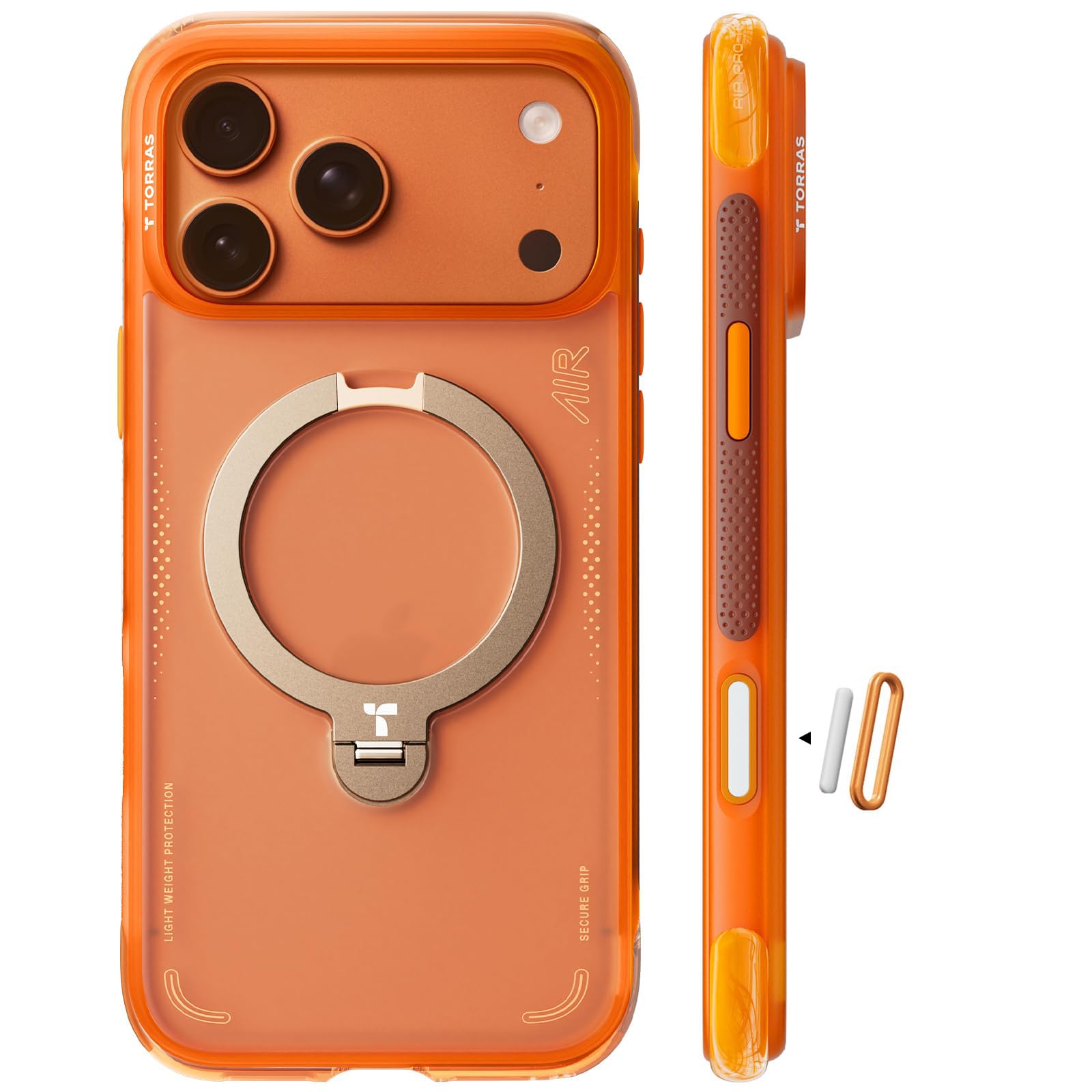 TORRAS Ostand Q3 Air for iPhone 17 Pro Max Case with Real Airbags