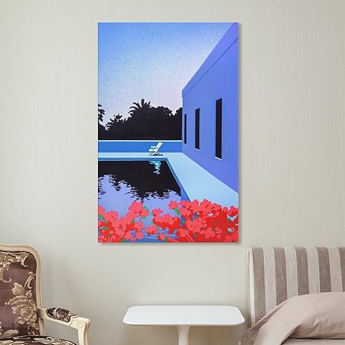 Miniatura 7 de Hiroshi Nagai - Arte de pared - Pinturas de paisajes tropicales modernos y surrealistas, póster de 2 obras de arte, póster impreso para pared,