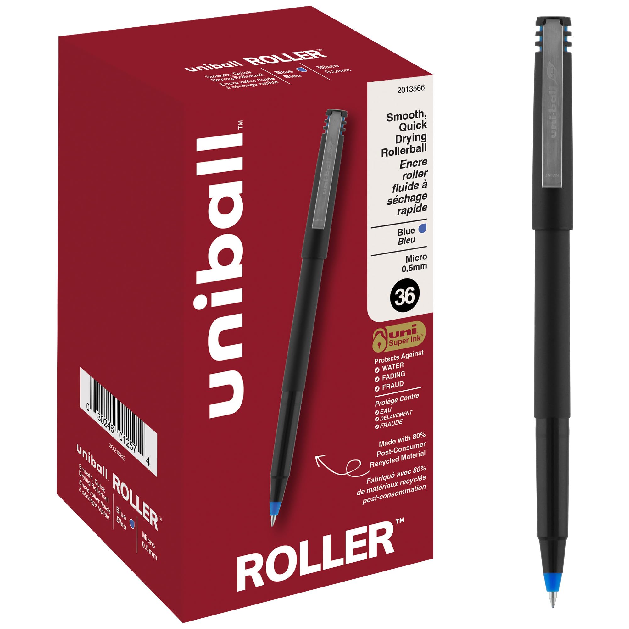 Uniball - Bolígrafos de punta redonda (0.5 mm), color azul, paquete de 72