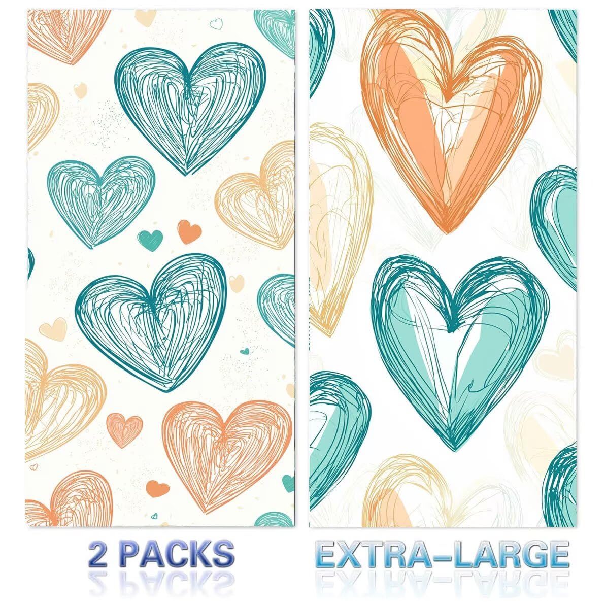 Strandtuch XXL 2er Set 80 x 160 cm, Groß Schnelltrocknendes Mikrofaser Handtuch, Sandfrei Badetuch, Summer Must Haves, für Damen Herren Reise Urlaub Schwimmen Sauna, mit Tasche (Liebe) B-4