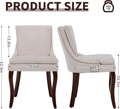 Miniatura 3 de Juego de 4 sillas de comedor modernas, tapizadas de doble capa acolchadas para comedor y cocina con respaldo medio, acento de tela de chenilla,