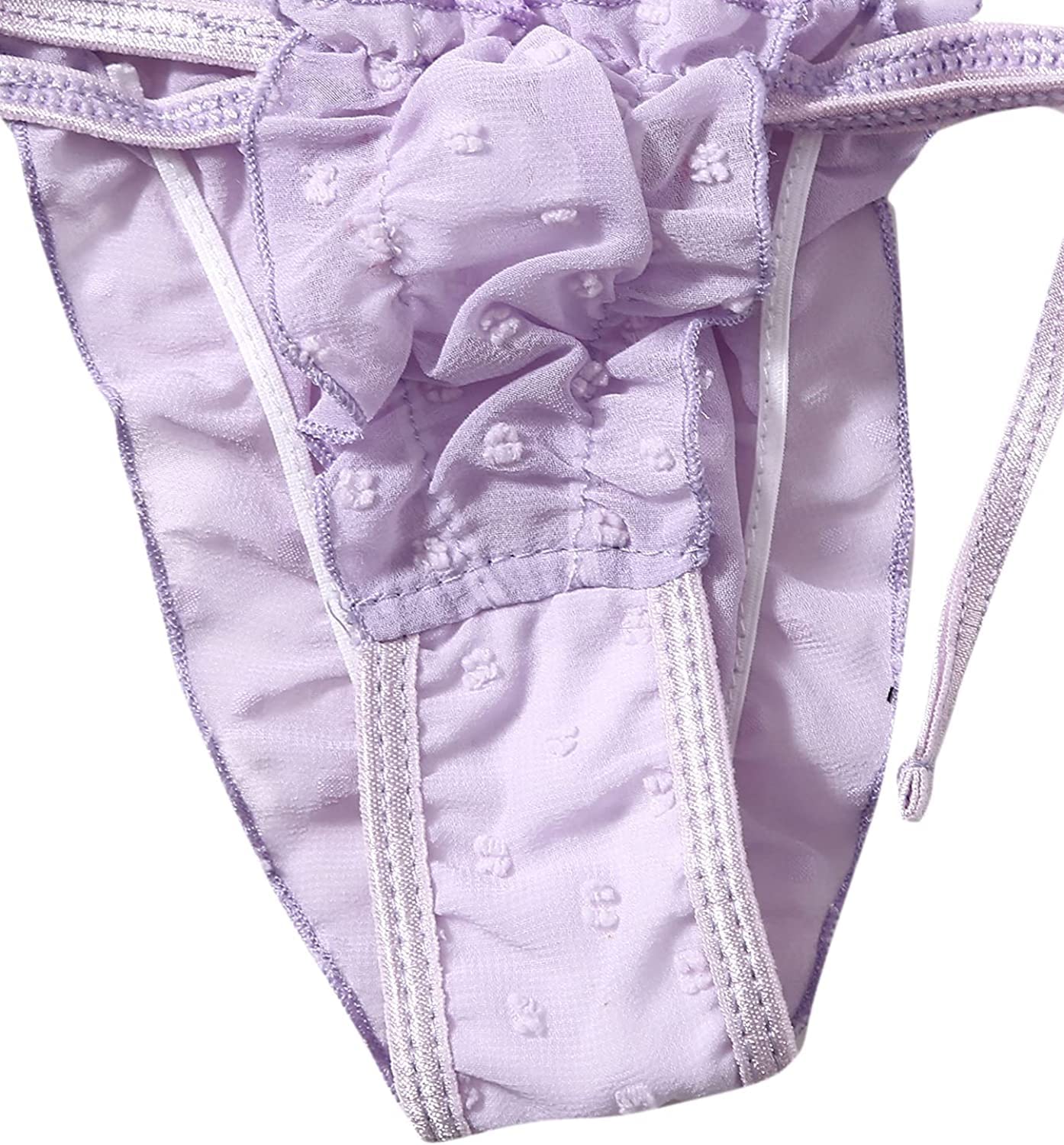 QHQQXN Conjunto de lencería, Lindo Conjunto de Sujetador y Bragas Transparentes, Ropa Interior de Peluche con Tiras y Lazo Ajustable, Camisones de Dormir traviesos para Regalo de San Valentín