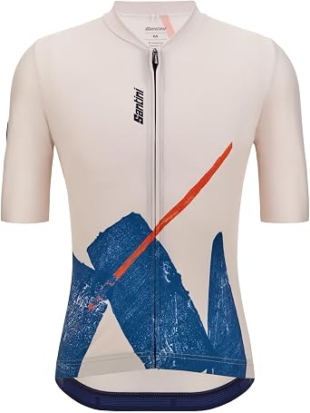 Santini 5S94075CNOTE Mens Cycling Jersey, Lightweight, Quick Drying, Summer Item, Slim Fit, Back Pocket, Genuine Product