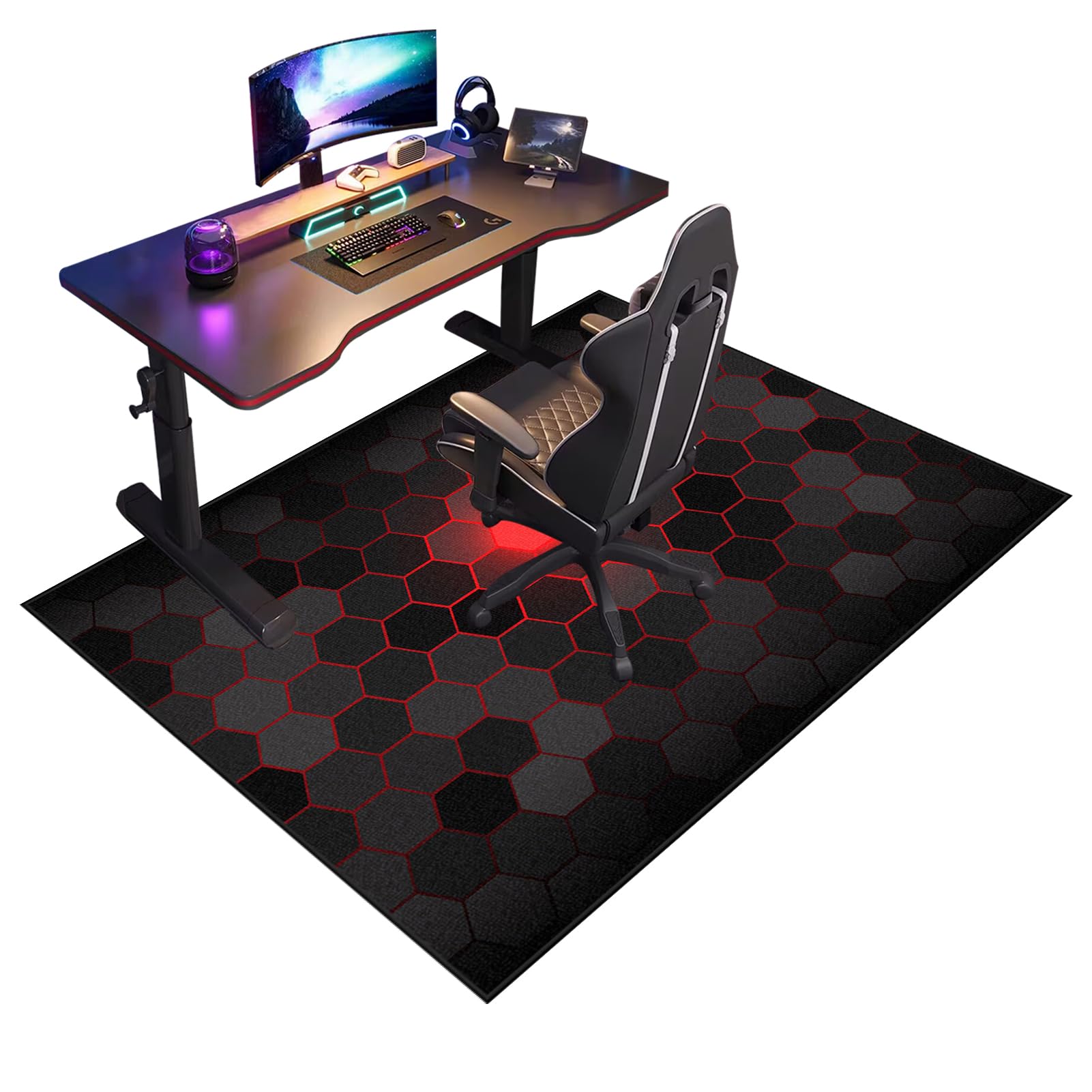 Fcenghox 607A Heavy Duty Office Gaming Chair Mats For Hardwood Floor Non-Slip Desk Chair Mat Low Pile Floor Protectors Mat For Rolling Chair Computer Chair Carpet Mat For Tile Laminate Rolling Chair 100 X 120 Cm