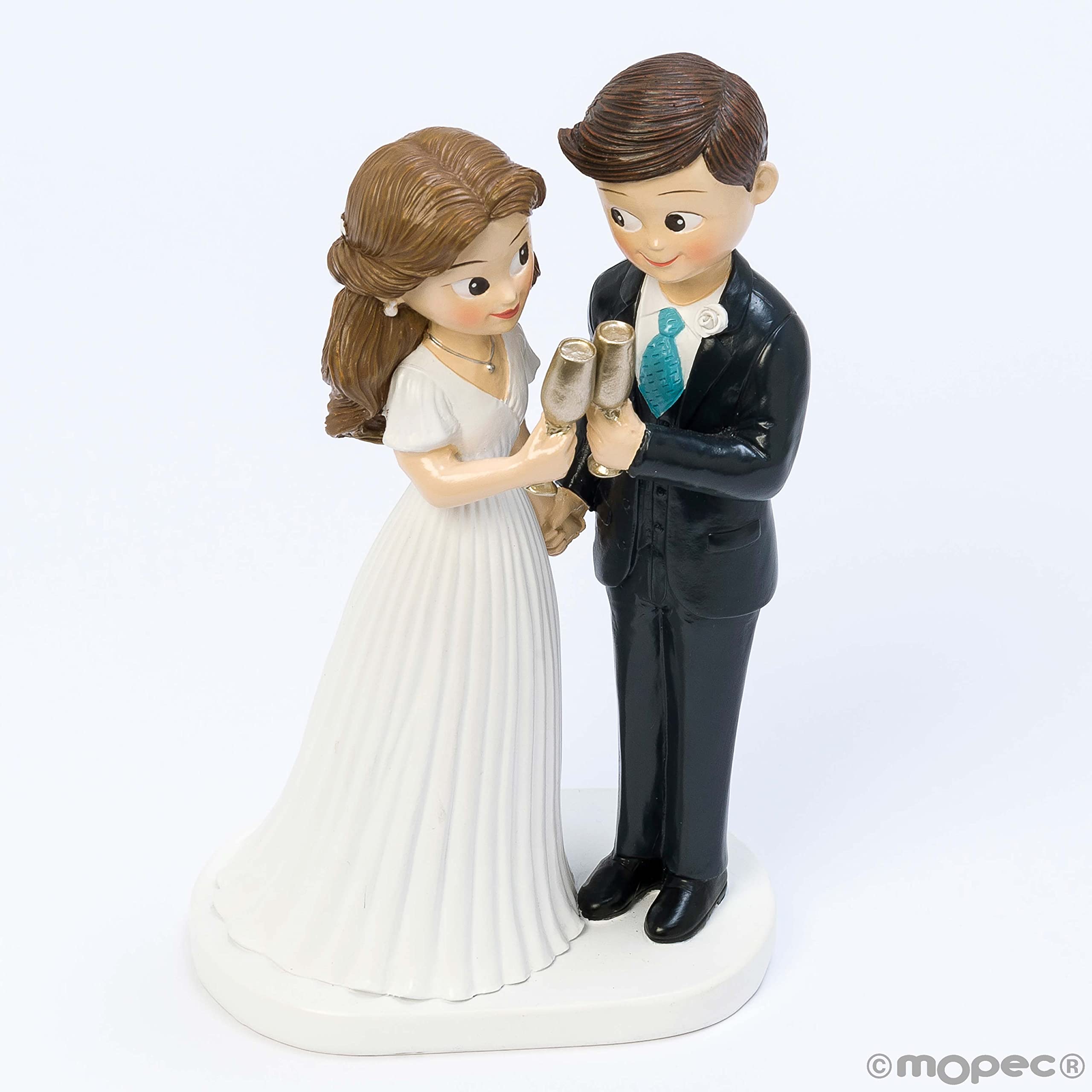 Mopec Y218 Figura Tarta Novios Brindis, Novio Moreno 19,5 x 11,8cm.