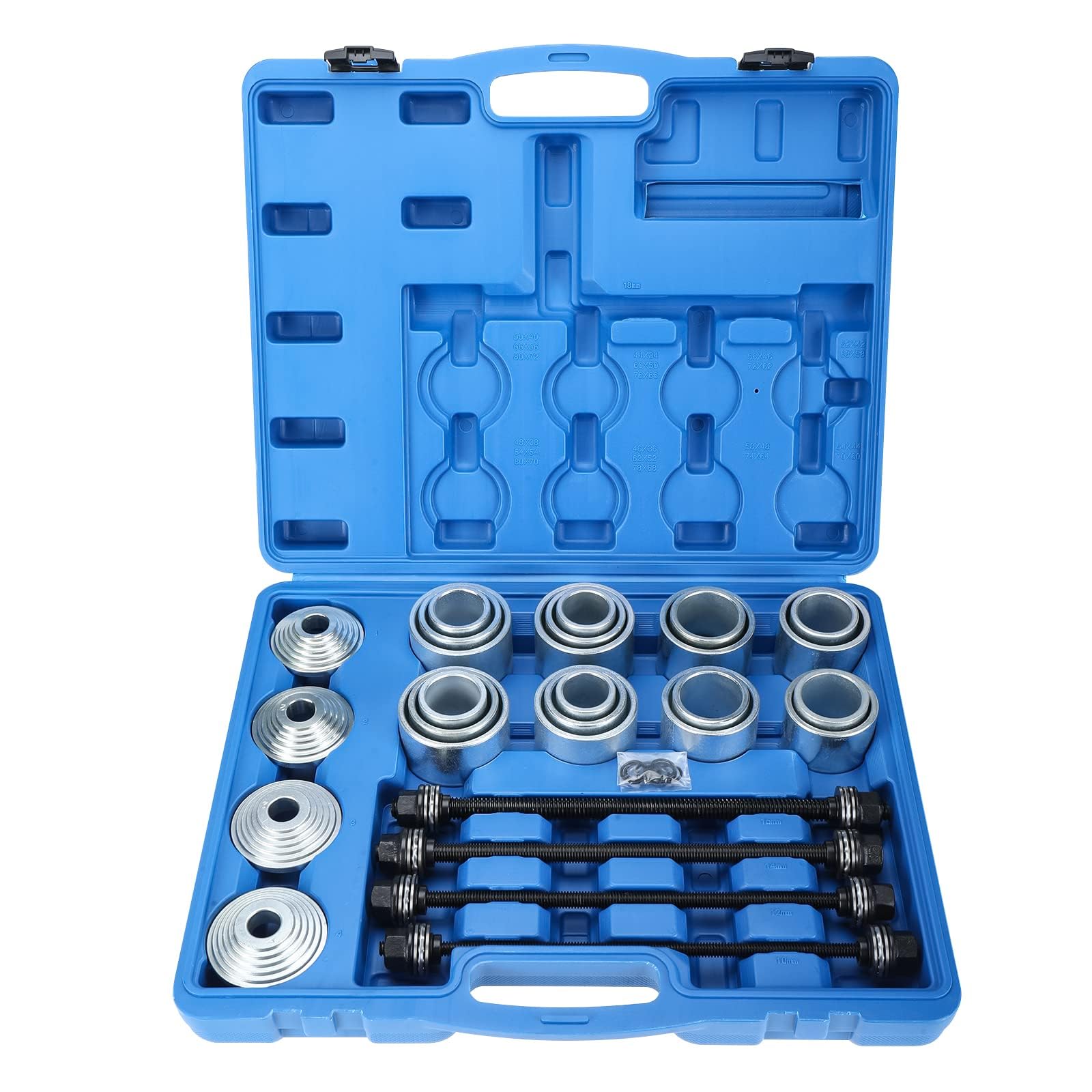 FreeTec Juego de rodamientos silenciosos de 28 piezas, extractor de cojinetes de rueda, herramienta de manguitos de presión, extractor de cojinetes silenciosos con maletín de almacenamiento, extractor