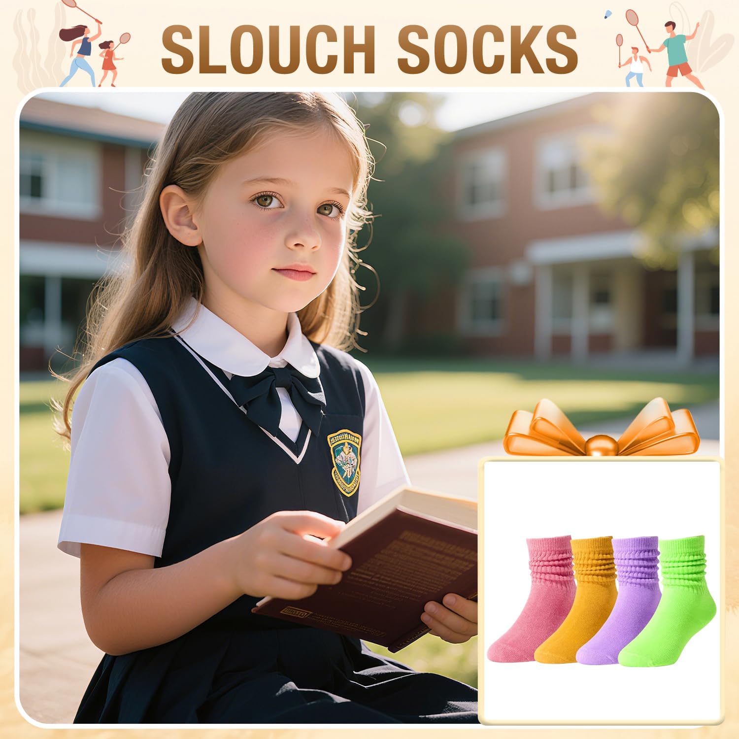 Girls Slouch Boots Socks 4 Pack - Toddler Girls Long Socks, Kids Gifts 1-12 Years - Image 6