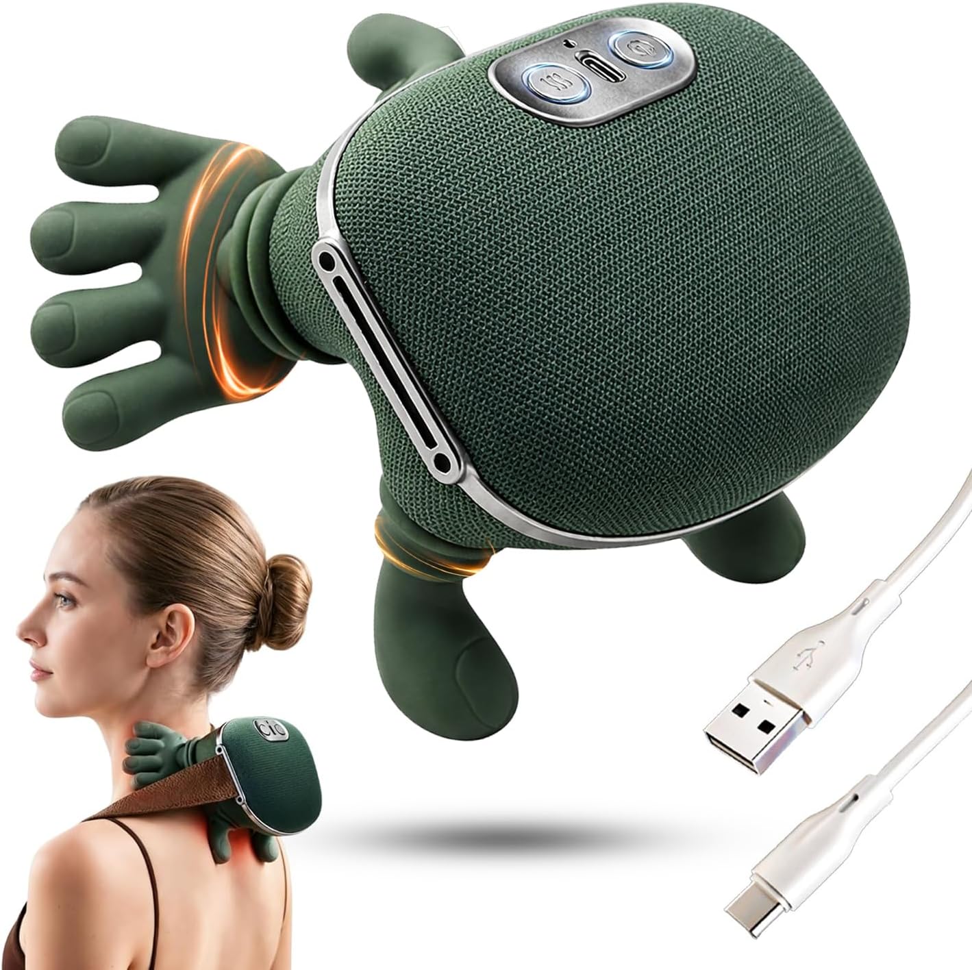 BeFit24 Nackenmassagegerät 4D mit Wärme, Kabellos, Tiefengewebe Massagegerät für Nacken Schulter Rücken, Effektiv gegen Schmerzen &amp; Verspannungen, Ideal für Büro, Zuhause &amp; Geschenk