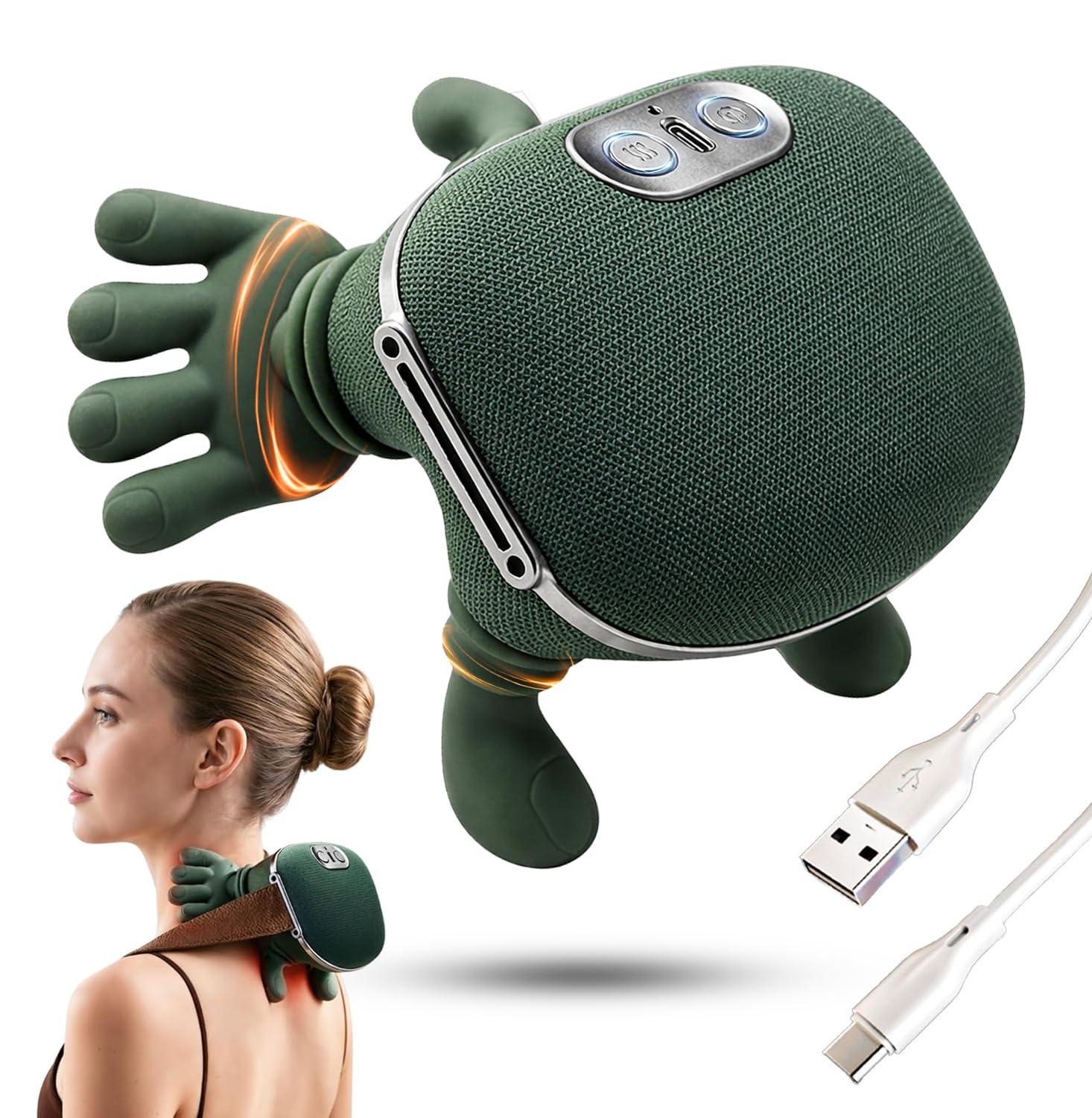 BeFit24 Massaggiatore Cervicale Ergonomico 4D Senza Fili, Massaggiatore Collo e Spalle con Calore, Massaggio Cervicale Profondo per Sollievo dal Dolore, Cuscino Massaggiante Schiena Portatile USB