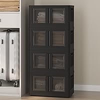 Vista 19 de FLEXIMOUNTS 75 QT Contenedores de almacenamiento apilables con tapas, contenedores de almacenamiento de plástico plegables, organizadores de armario