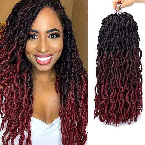 Eliza Rastas gitanas onduladas de 18 pulgadas, cabello de ganchillo suave, 6 paquetes de trenzas sintéticas de diosa, raíces africanas, extensiones