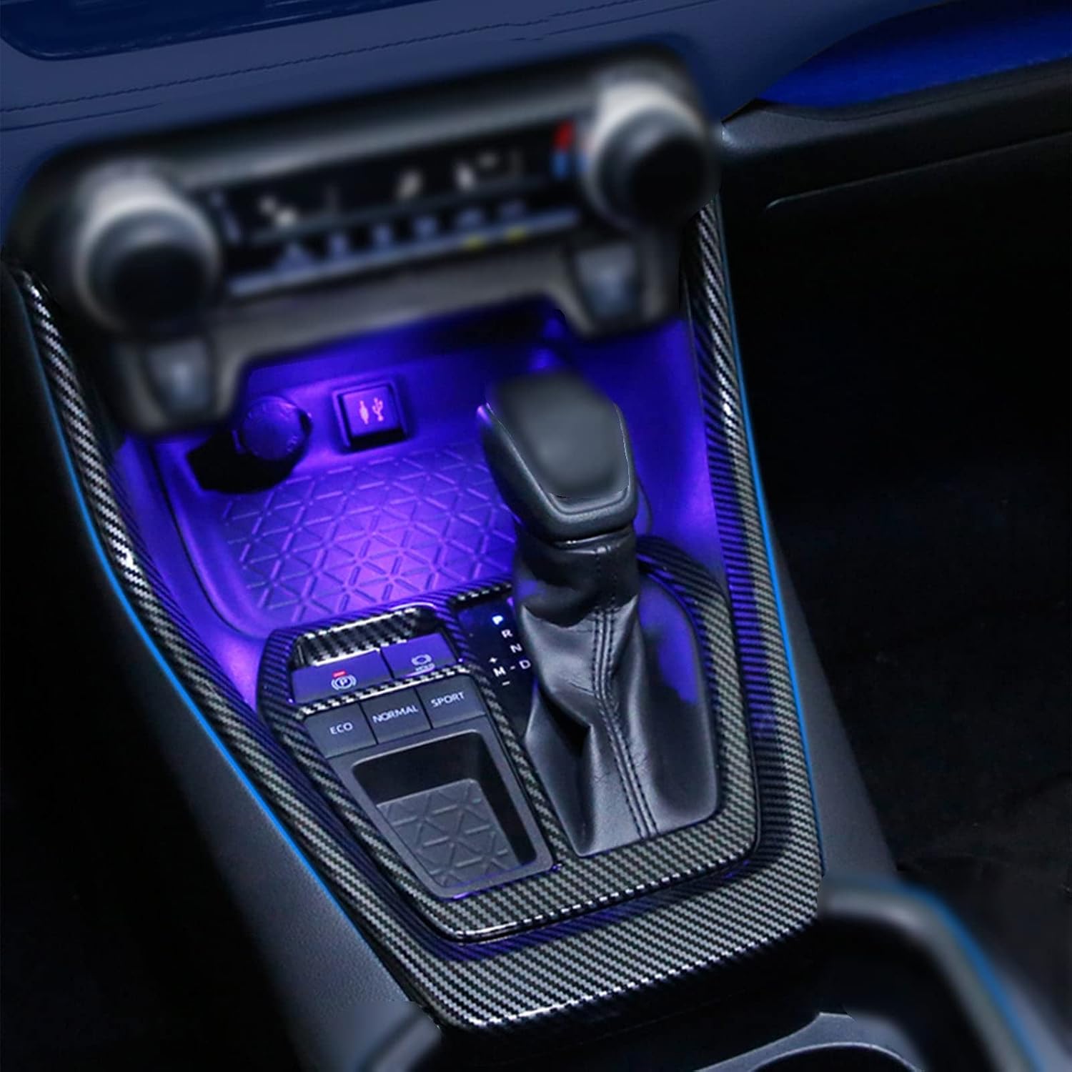 x xotic tech Set Carbon Fiber Style Center Console Gear Shift Box Water Cup Holder Accessories Cover Trim Combo Kit, Compatible with Toyota Rav4 2019 2020 2021 2022 2023 2024 2025