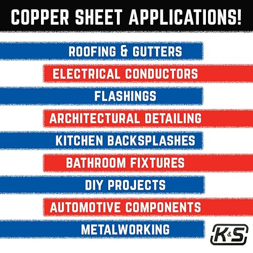 Miniatura 4 de KS Precision Metals 01217 - Estante de chapa de cobre 0025 pulgadas de grosor x 6 pulgadas de ancho x 12 pulgadas de largo calibre 22 fabricado en