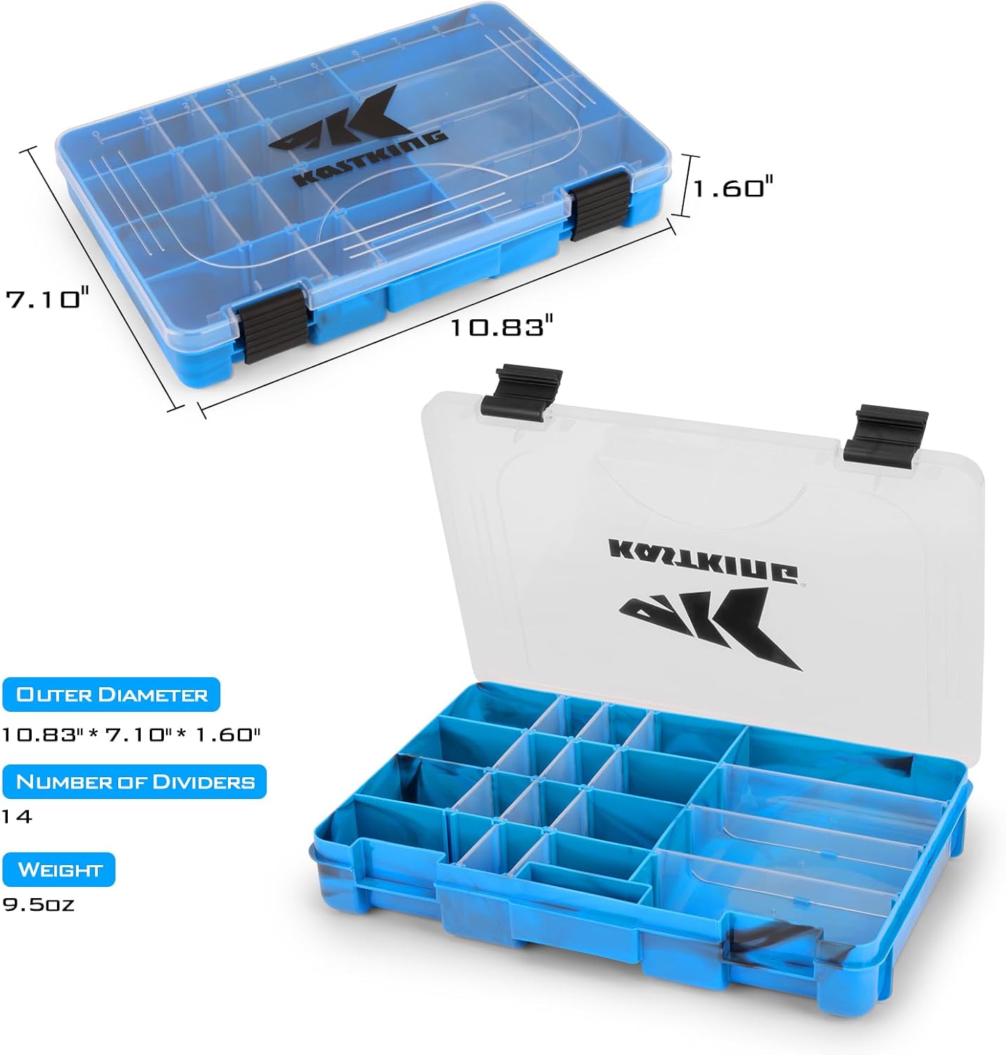 KastKing Tackle Boxes, Plastic Box, Plastic Storage Organizer Box with Removable Dividers - Fishing Tackle Storage - Box Organizer - 2 Packs /4 Packs Tackle Trays - Parts Box