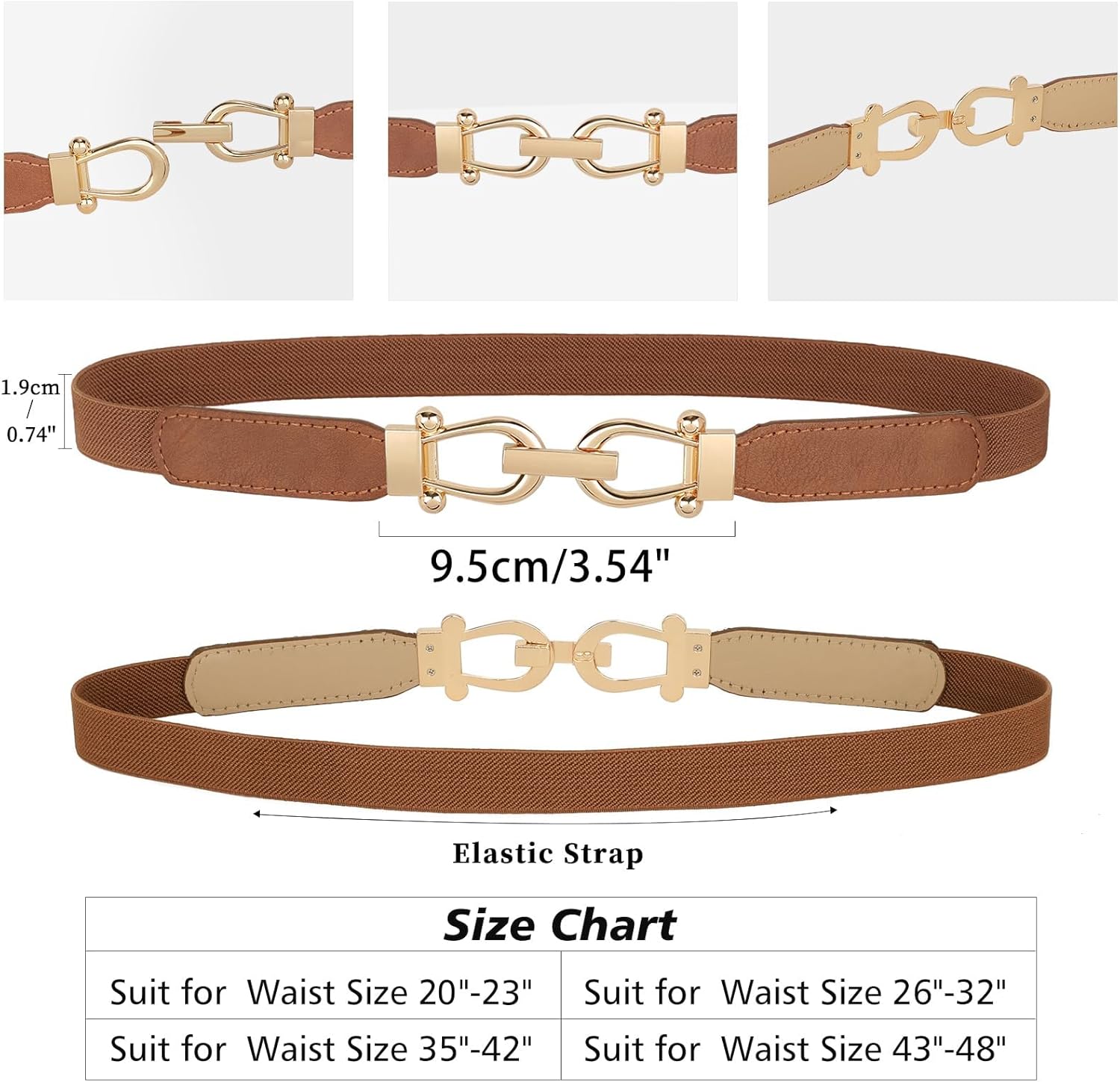 JASGOOD Women Skinny Elastic Stretch Belt for Dresses Retro Ladies Waist Vintage Thin Belt - Image 6