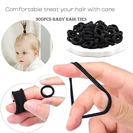WillingTee Baby Hair Ties,300PCS Nylon Toddler Hair Ties for Girls, Kids Seamless Hair Bands,Girls Elastic Ponytail Holders,Black