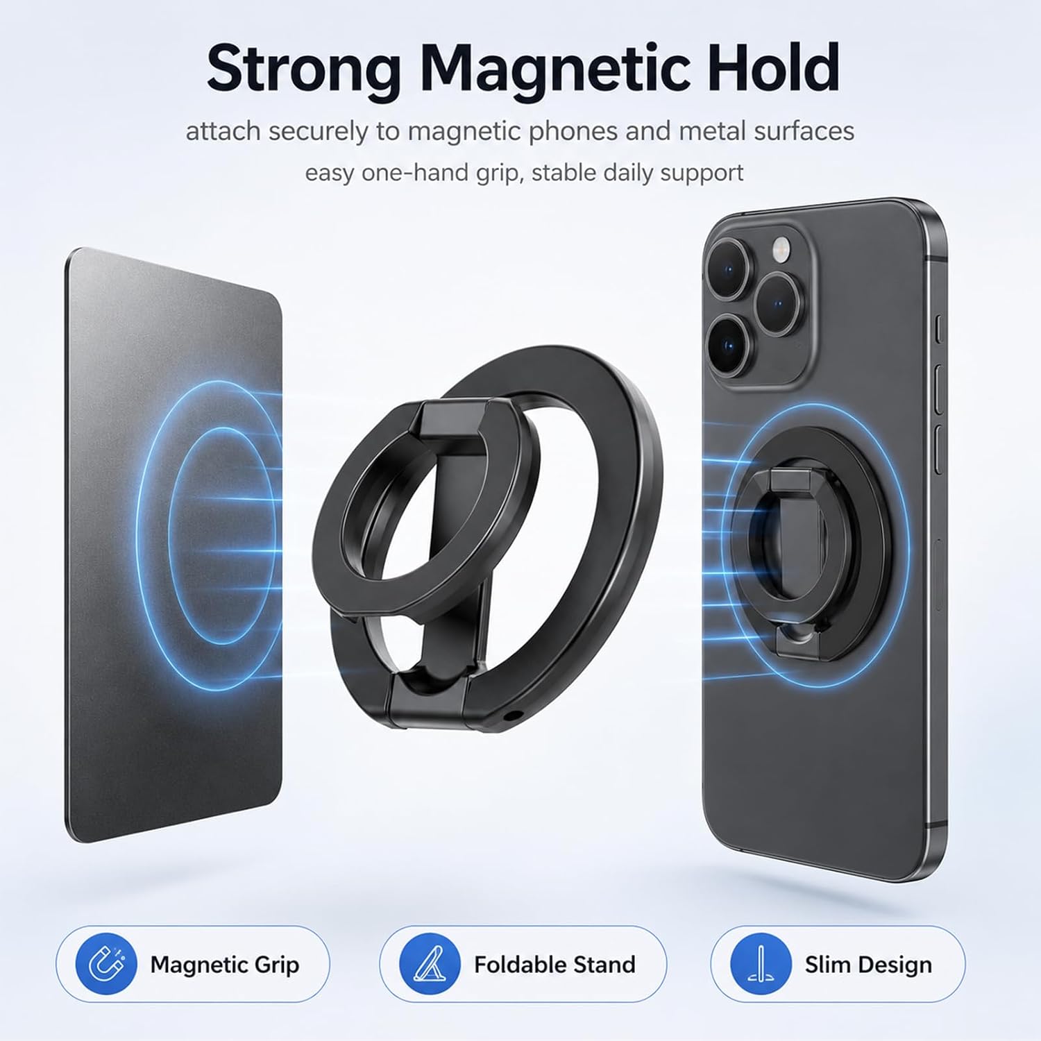 Magnetic Phone Stand, Ring Stand,Foldable 360° Kickstand image 5