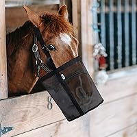Vista 7 de Bolsa de alimentación para caballos, bolsa de malla de mejillón para caballos con correa ajustable, cómoda almohadilla para cuello y nariz, parte