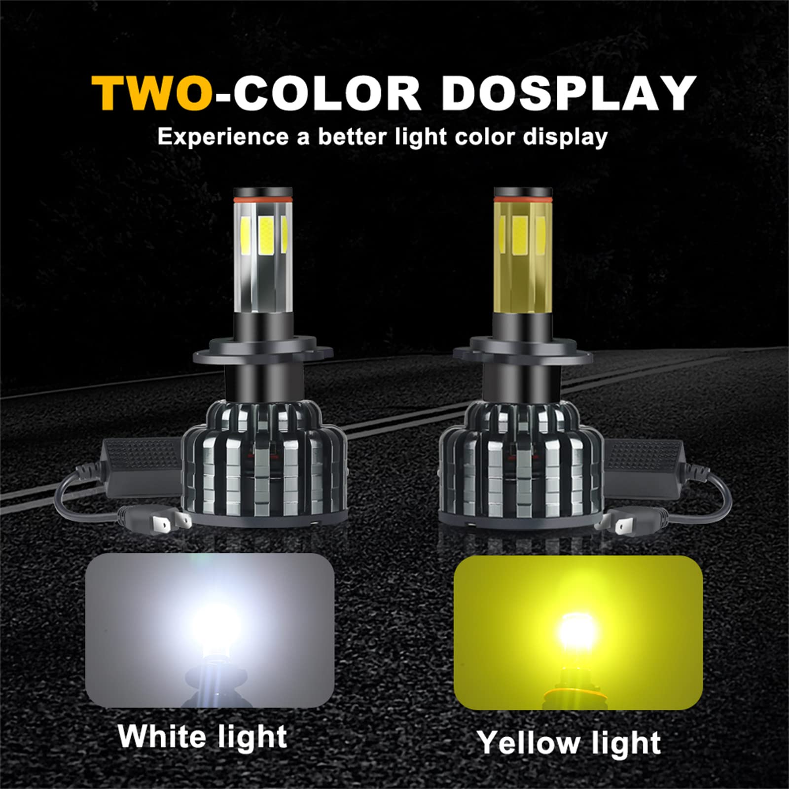Bombillas LED Para Faros Delanteros, 2X 60W 6000K 3000K LED LED De Doble Color Blanco Amarillo Kit De Conversión De Luz De Cruce/Luz Antiniebla IP68 A Prueba De Agua, Paquete De 2,H1