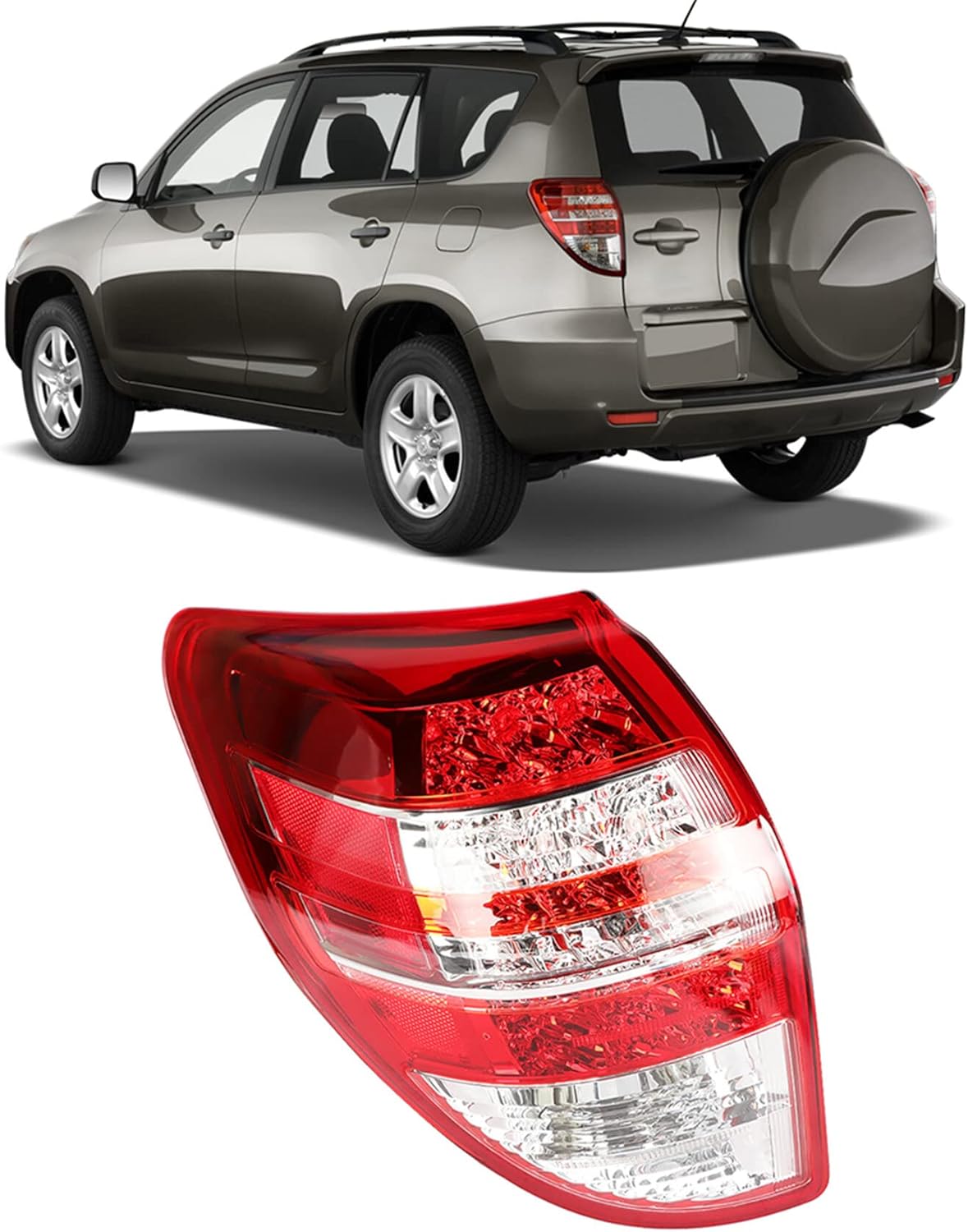 Driver Side Tail Light Replacement for Toyota RAV4 2009-2012 Rear Tail Light Brake Lamp Assembly Halogen LH Left Side 815600R010 TO2800181