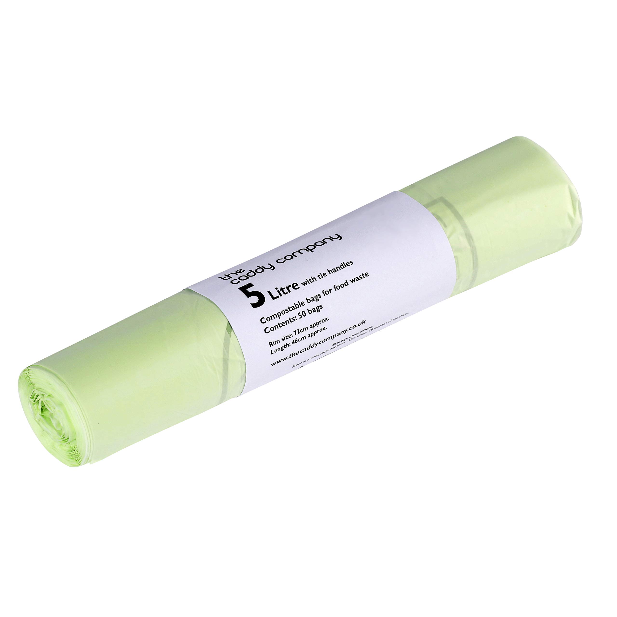 The Caddy Company 5L Tie-Handle Compostable Bags - Green - 25 Bags per Roll