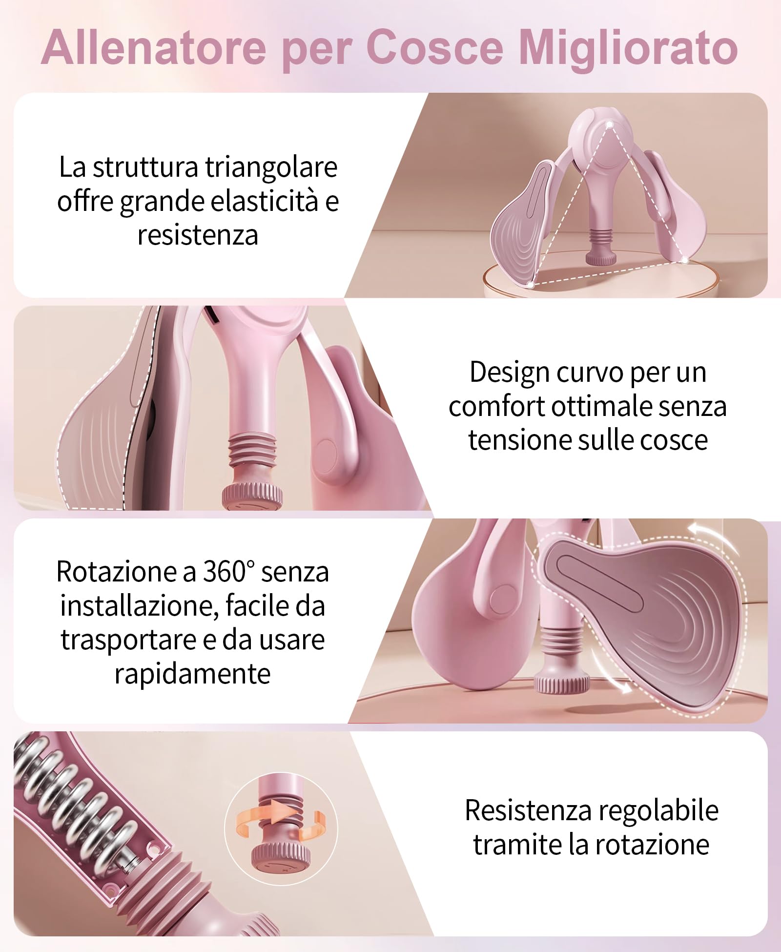 Beckenbodentrainer Donna Attrezzo Interno Coscia Pavimento Pelvico Attrezzi Casa Allenamento Pilates Glutei Addominali Gambe Braccia Fitness Donna e Uomo