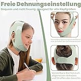 Huakaile Lot de 2 mentonnières respirantes anti-ronflement, sangle de mâchoire réglable, confortable pour dormir, double menton, lifting du visage, pour homme et femme (vert, 2 pièces) - 3