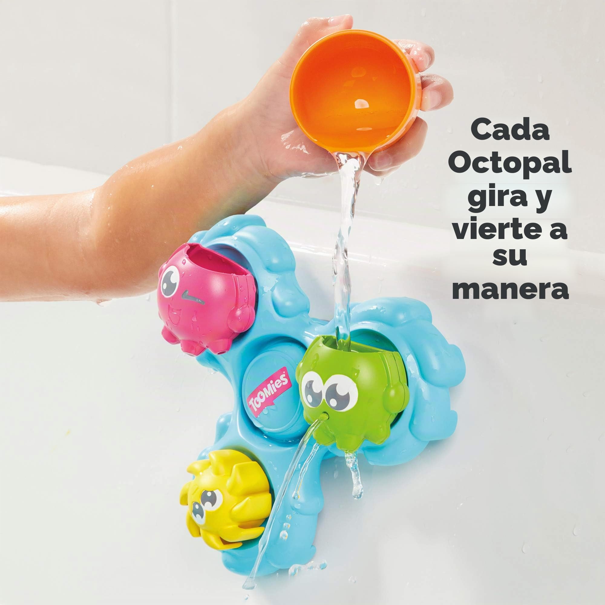 TOMY Games E72820C Spin & Splash Toomies Octopus Bath Toy for Water Play Suitable for 1, 2, 3 & 4 Year Olds Girls & Boys, Various