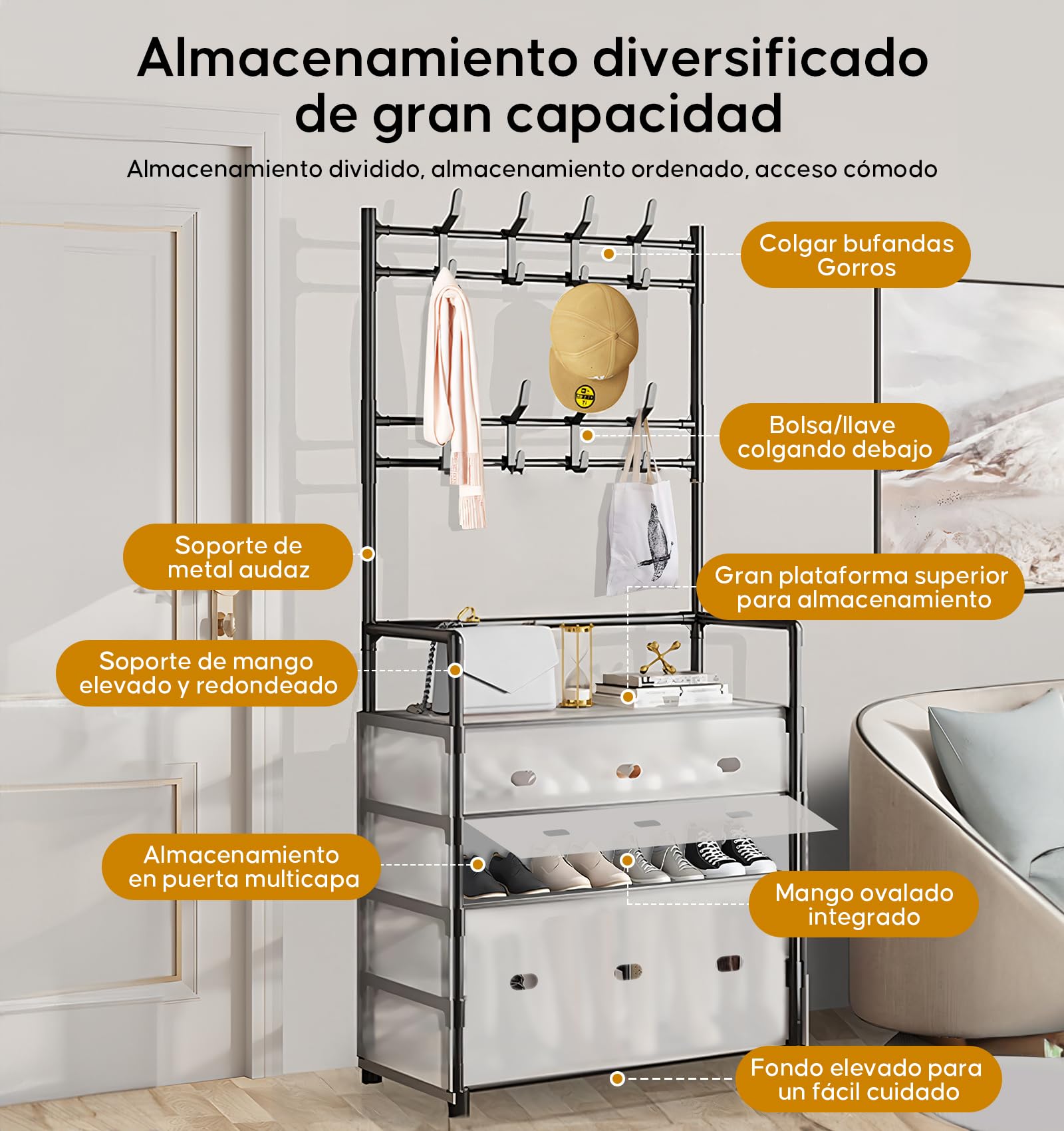 Zapateros Con Espejo Zapatero Cubierta De Tela Rack Multicapa