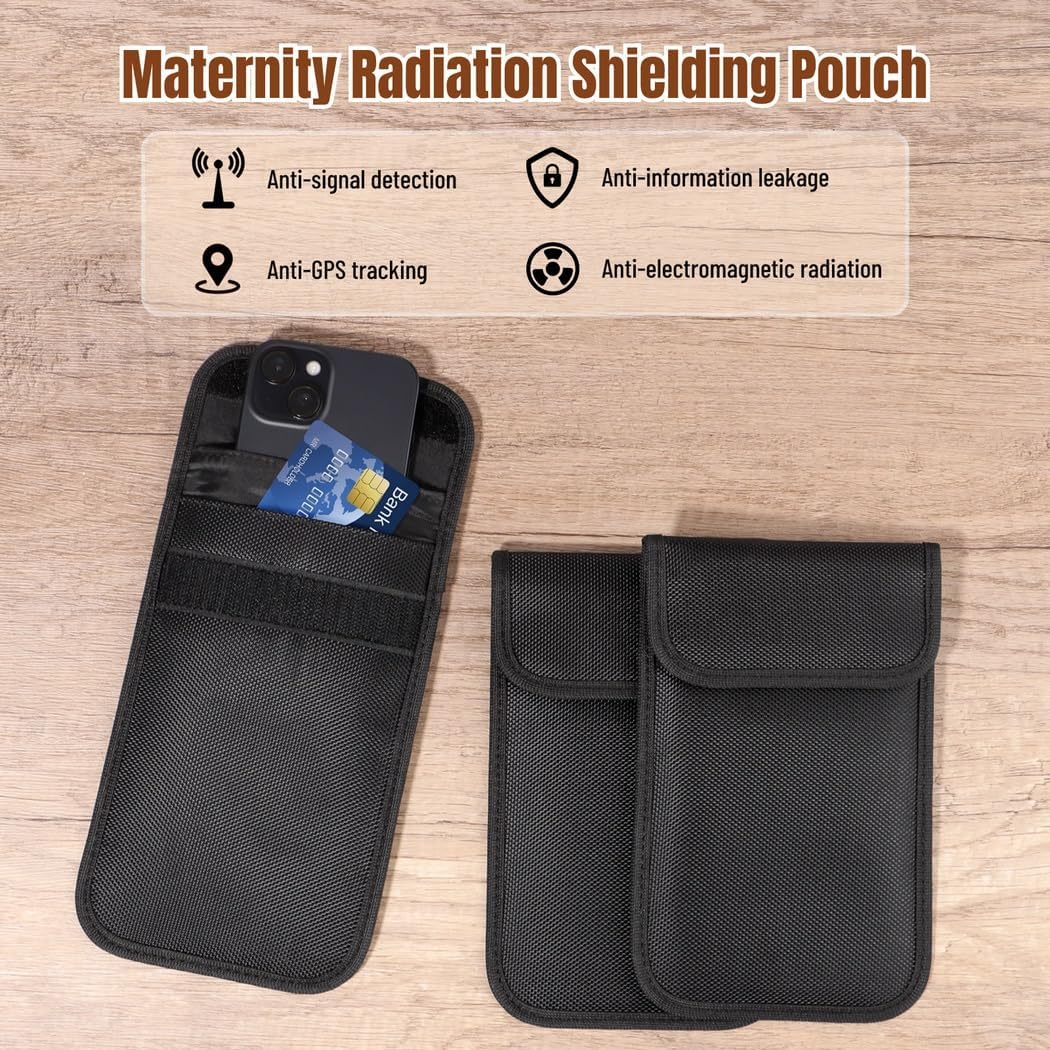 3-Piece Radiation-Blocking Phone Sleeve Set, Mobile Emf Shield Cases with Storage, Designed for Sensitive Use Red