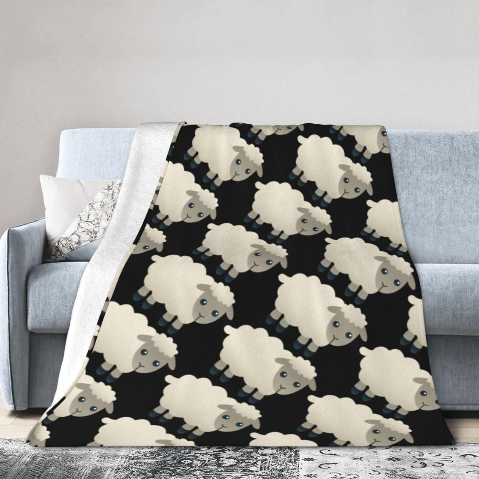 Uusnwaa Soft Cosy Fleece Warm Throw Sheep Print Blanket