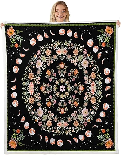 Miniatura 8 de Manfei Manta con diseño de mariposas, estilo bohemio, con mandala, para decoración de habitación de niños, niñas, adolescentes, manta de forro polar