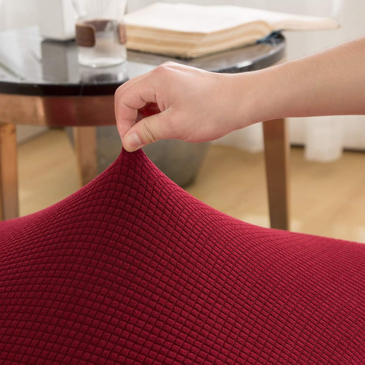 LiveGo Armless Chair Slipcover Stretch Water-Repellent Accent Chair Cover Removable Washable Chair Covers for Living Room Furniture Protector Slipper Chair Slipcover