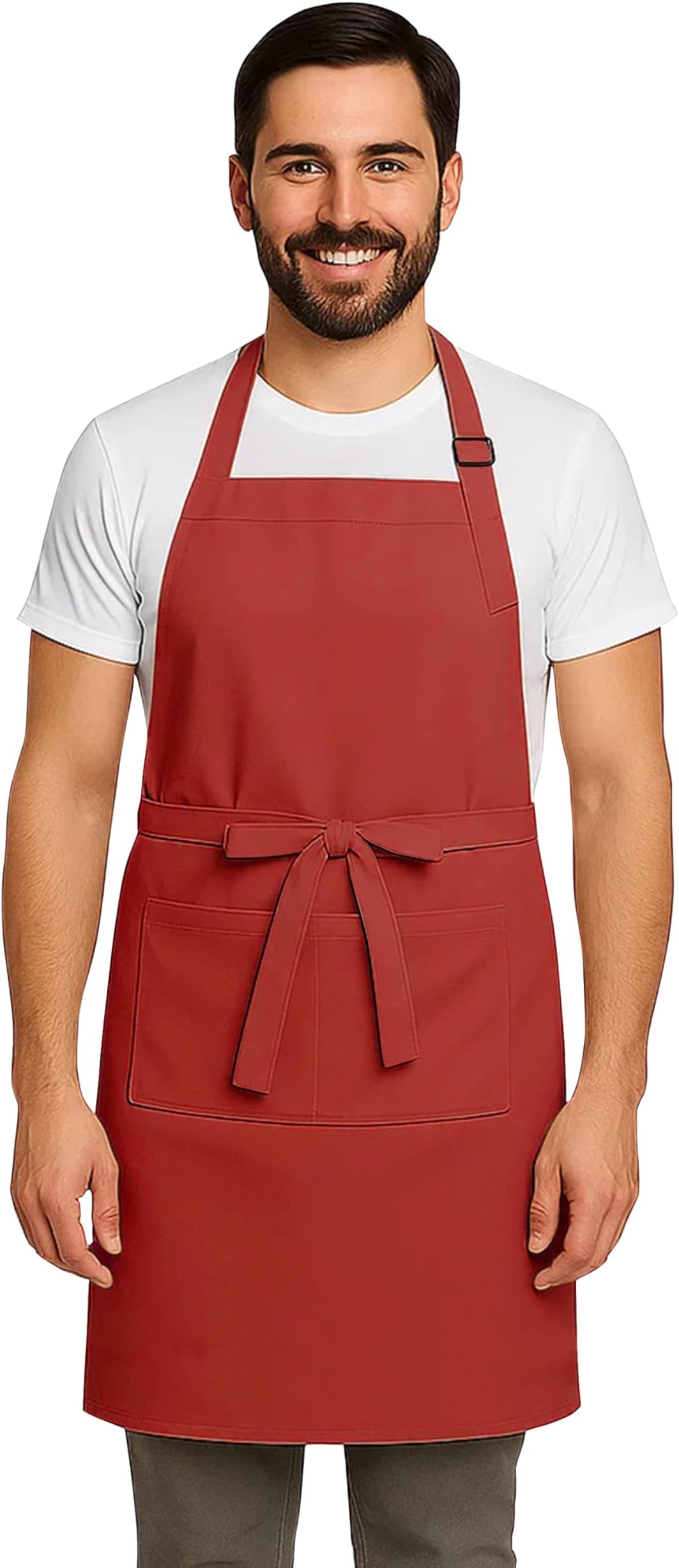 Apron for Men Women Chef Cooking Restaurants Gardening Workshop, Barbers with Adjustable Strap and Two Pockets