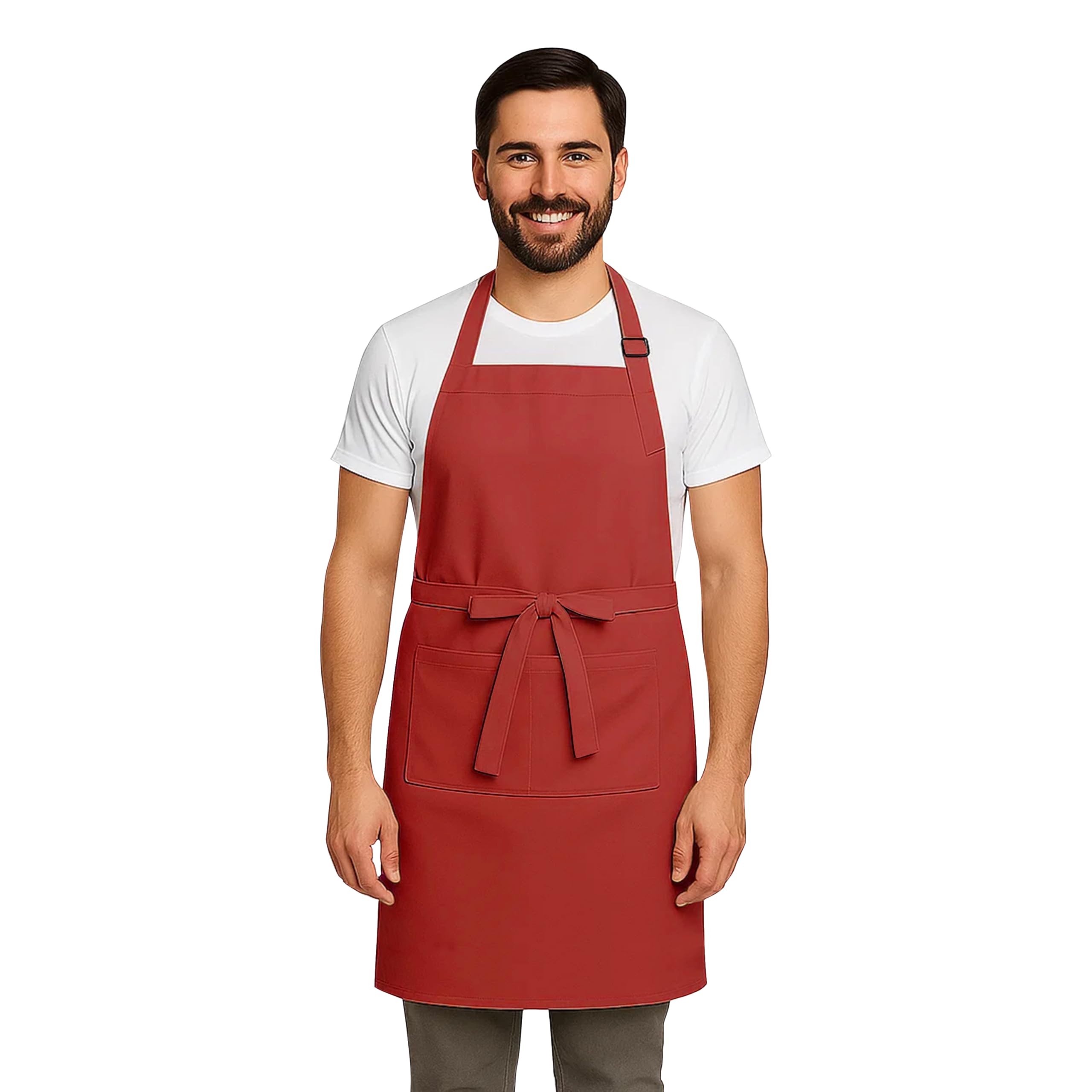 Apron for Men Women Chef Cooking Restaurants Gardening Workshop, Barbers with Adjustable Strap and Two Pockets