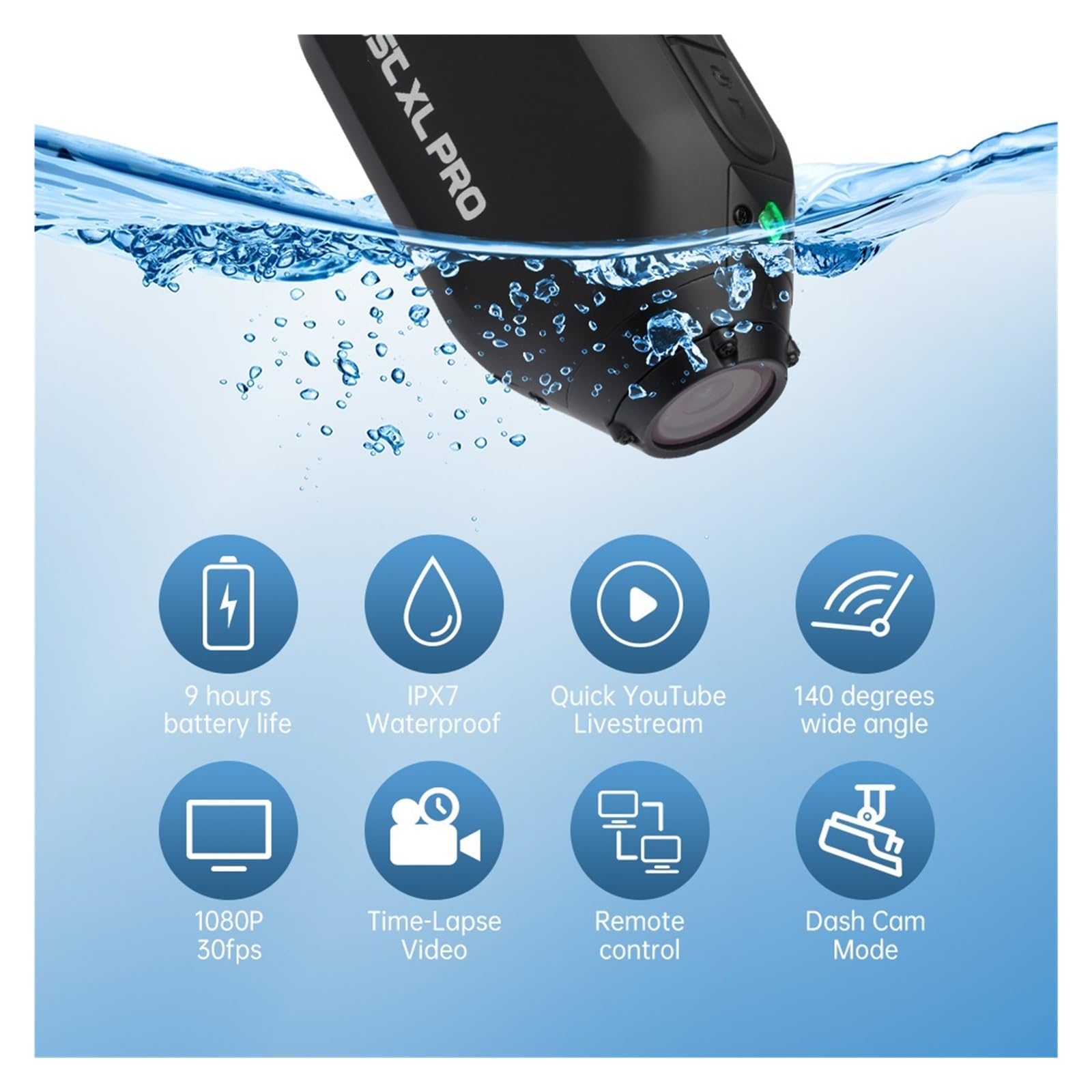 Amazon | Ghost XL Pro 4K アクションカメラ 画像安定化 防水 回転可能