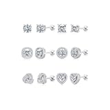 Hypoallergenic 925 Sterling Silver Post Stud Earrings Set for Women - 14k Gold Plated Silver Flat Back Studs Cubic Zirconia Earrings for Women Dainty Nickel Free Earring for Sensitive Ears