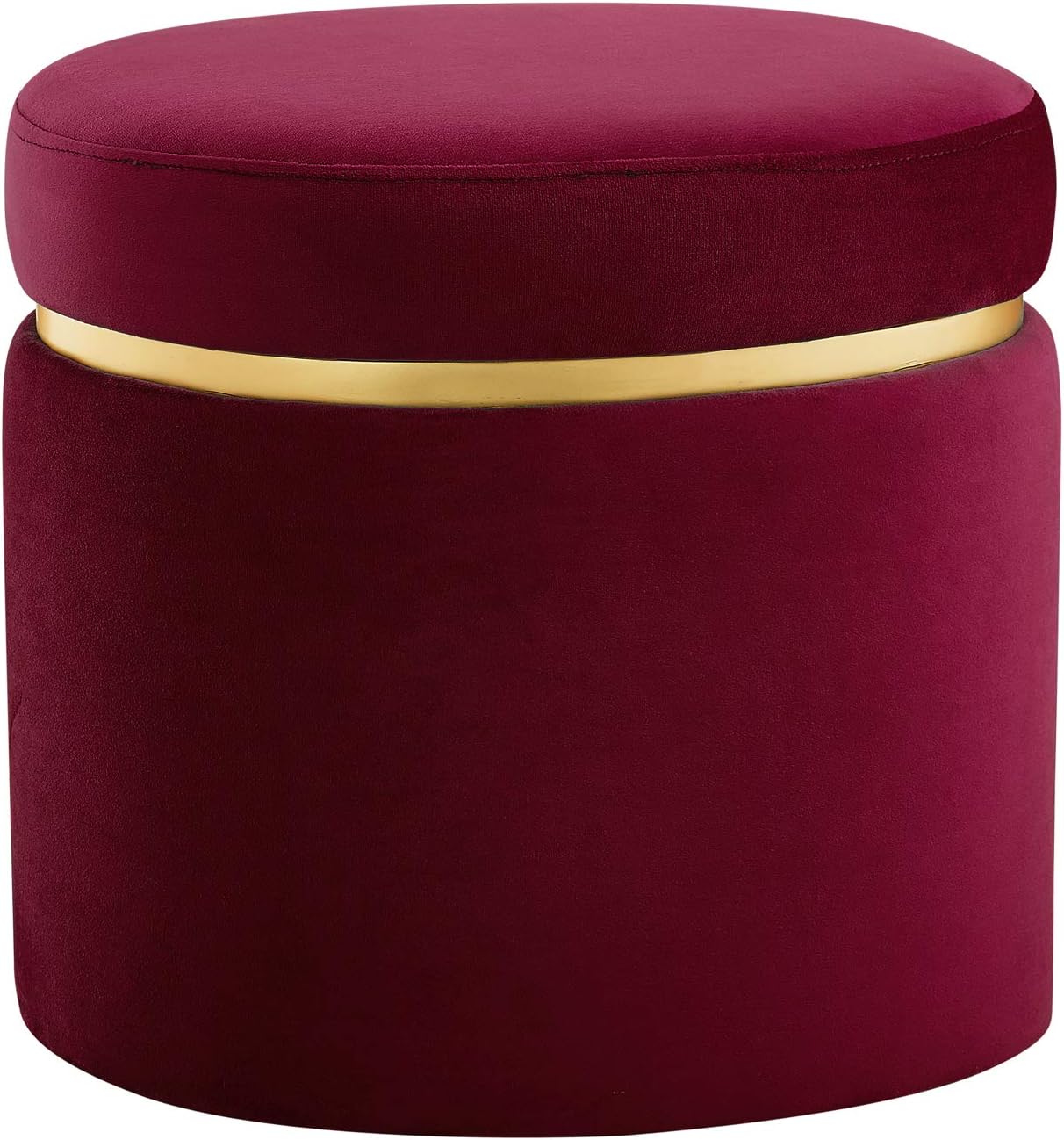  Brand – Rivet Asher Oval Upholstered Storage Ottoman, 18"W, Merlot Velvet : Home & Kitchen