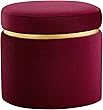 Amazon Brand – Rivet Asher Oval Upholstered Storage Ottoman, 18"W, Merlot Velvet