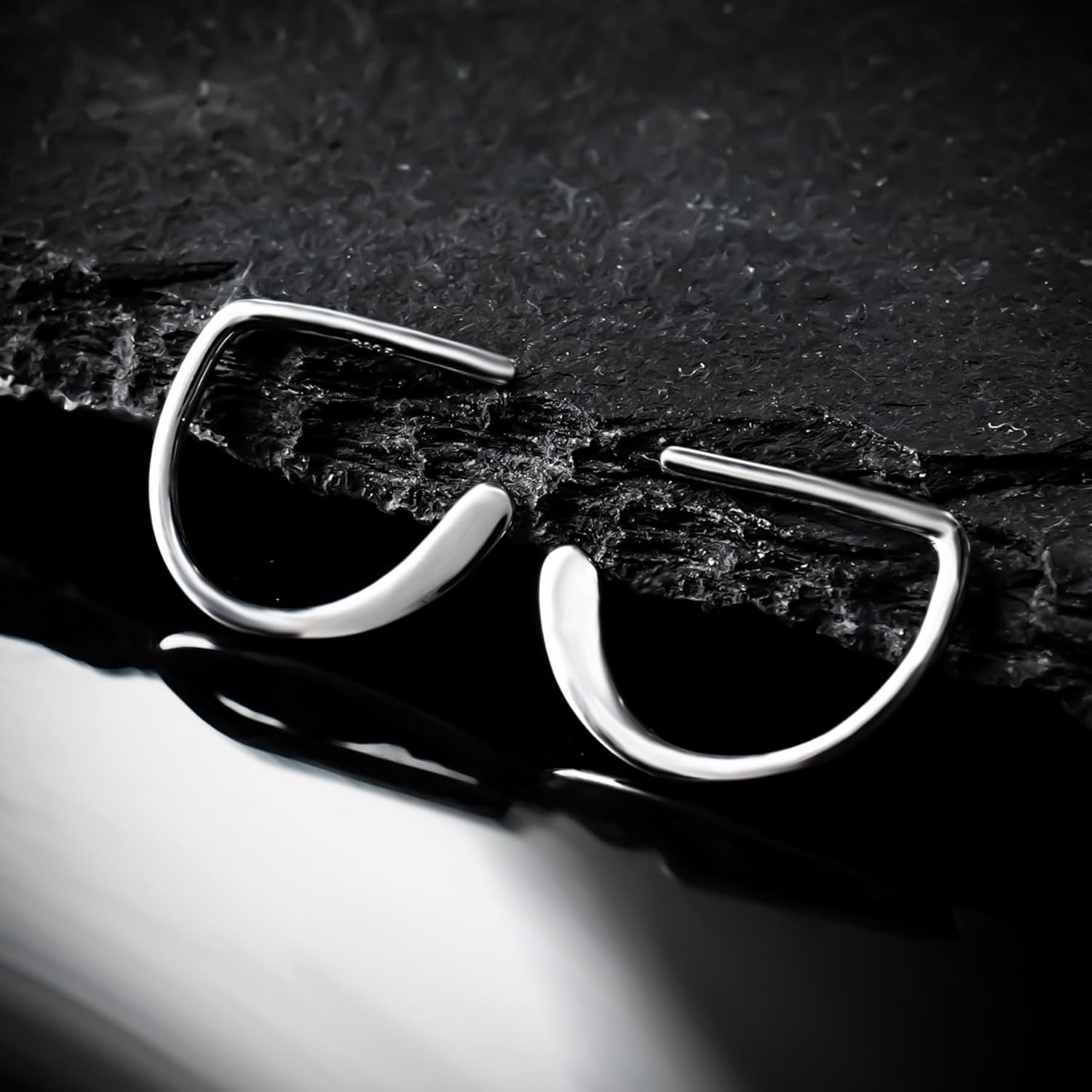 CHIC & ARTSY 925 Sterling Silver Half Hoop Earrings for Women, Adjustable Huggie & Threader Hoop Earrings Collection, Hypoallergenic Lightweight Sleep & Everyday Earrings with Symbolic Designs - Image 4