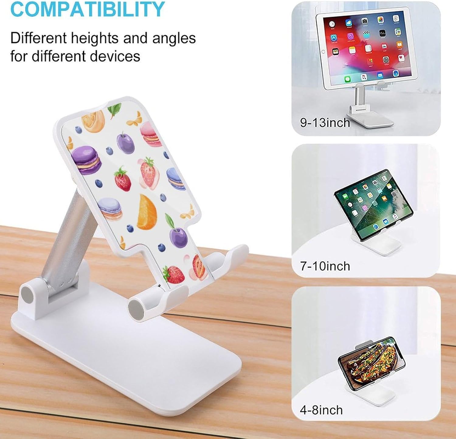 Colorful Macarons-Cake-Fruits Folding Phone Stand Adjustable Cell Phone Holder Mount Holder for Desk Car image 3
